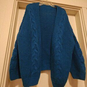 Cozy XL Women's Teal open sweater SHEIN